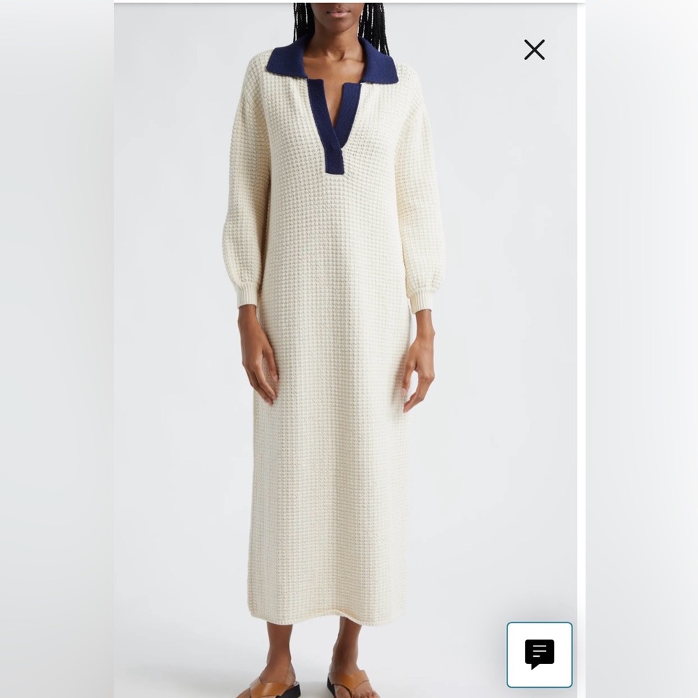 NWT Staud IVORY/NAVY ALTEA MIDI DRESS Size XS - Picture 2 of 11